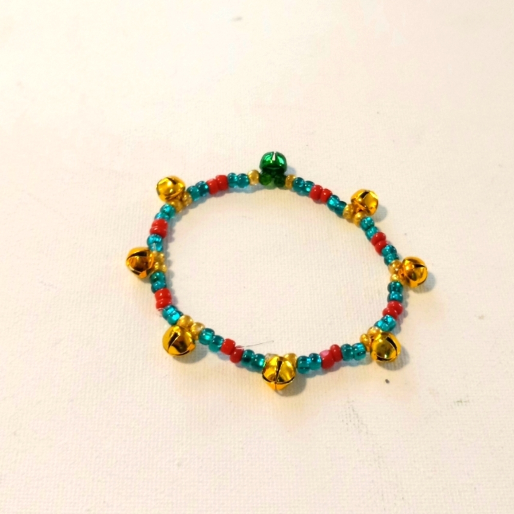 Gold & Green Christmas Bell Bracelet